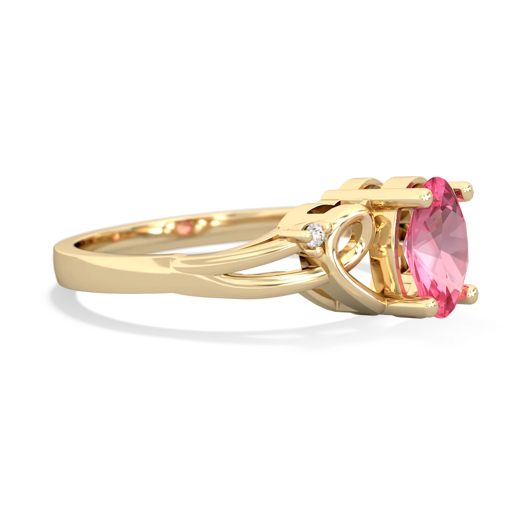 Lab Pink Sapphire Swirls 14K Yellow Gold ring R2347