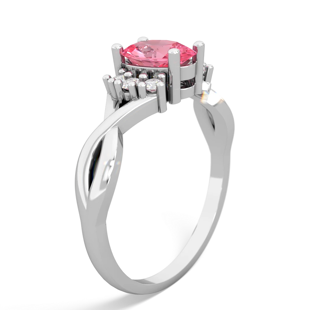 Lab Pink Sapphire Victorian Twist 14K White Gold ring R2497