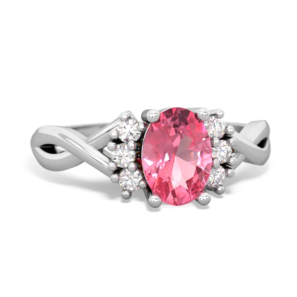 Lab Pink Sapphire Victorian Twist 14K White Gold ring R2497