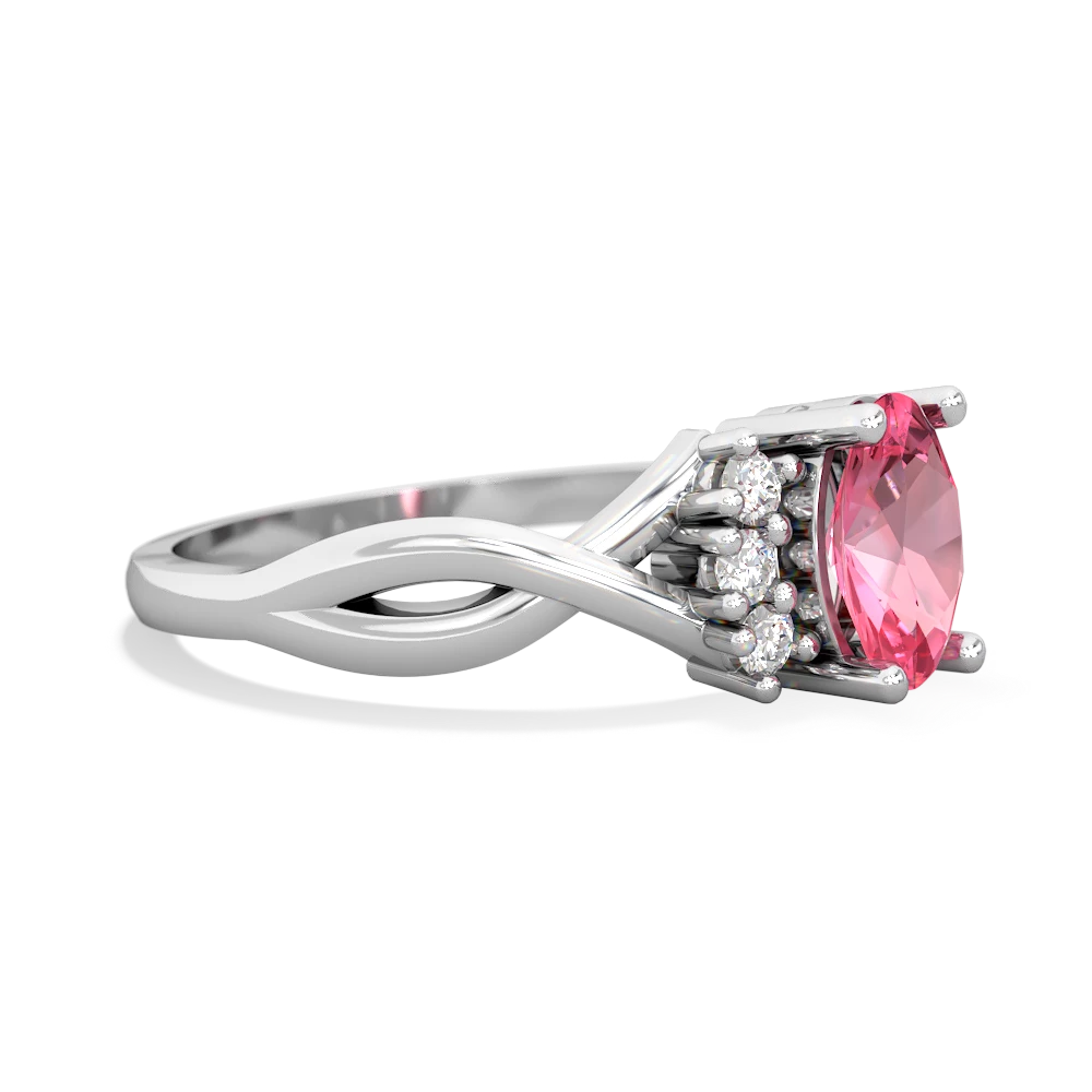 Lab Pink Sapphire Victorian Twist 14K White Gold ring R2497