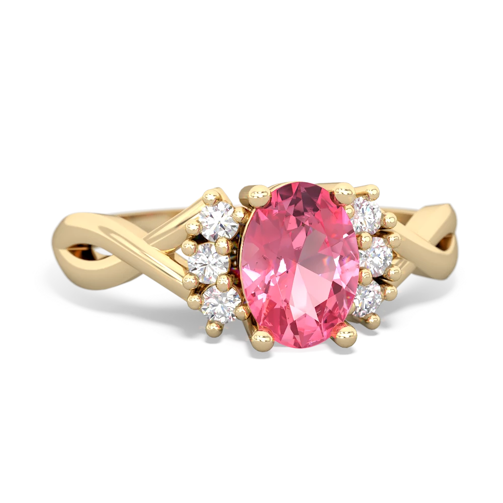 Lab Pink Sapphire Victorian Twist 14K Yellow Gold ring R2497