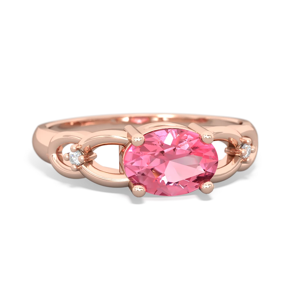 Lab Pink Sapphire Links 14K Rose Gold ring R4032