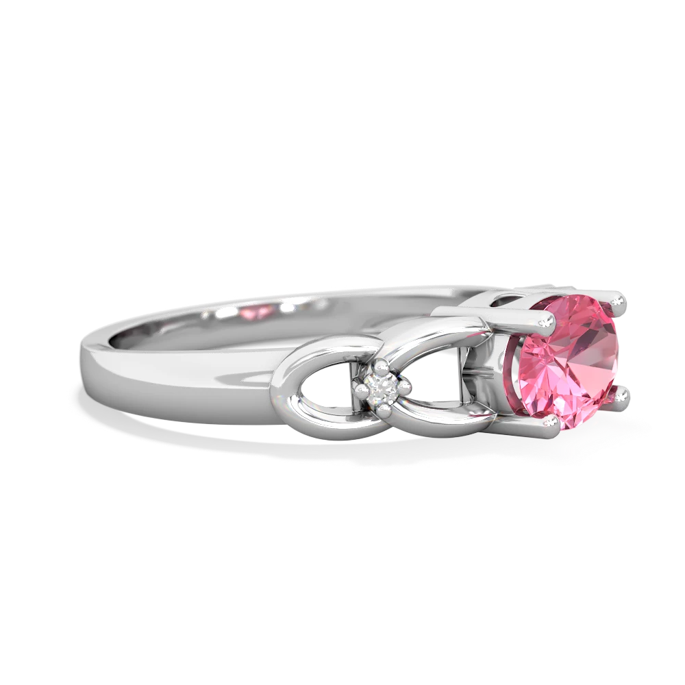 Lab Pink Sapphire Links 14K White Gold ring R4032