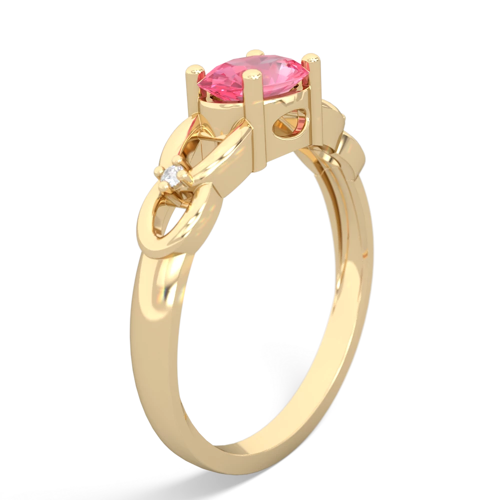 Lab Pink Sapphire Links 14K Yellow Gold ring R4032
