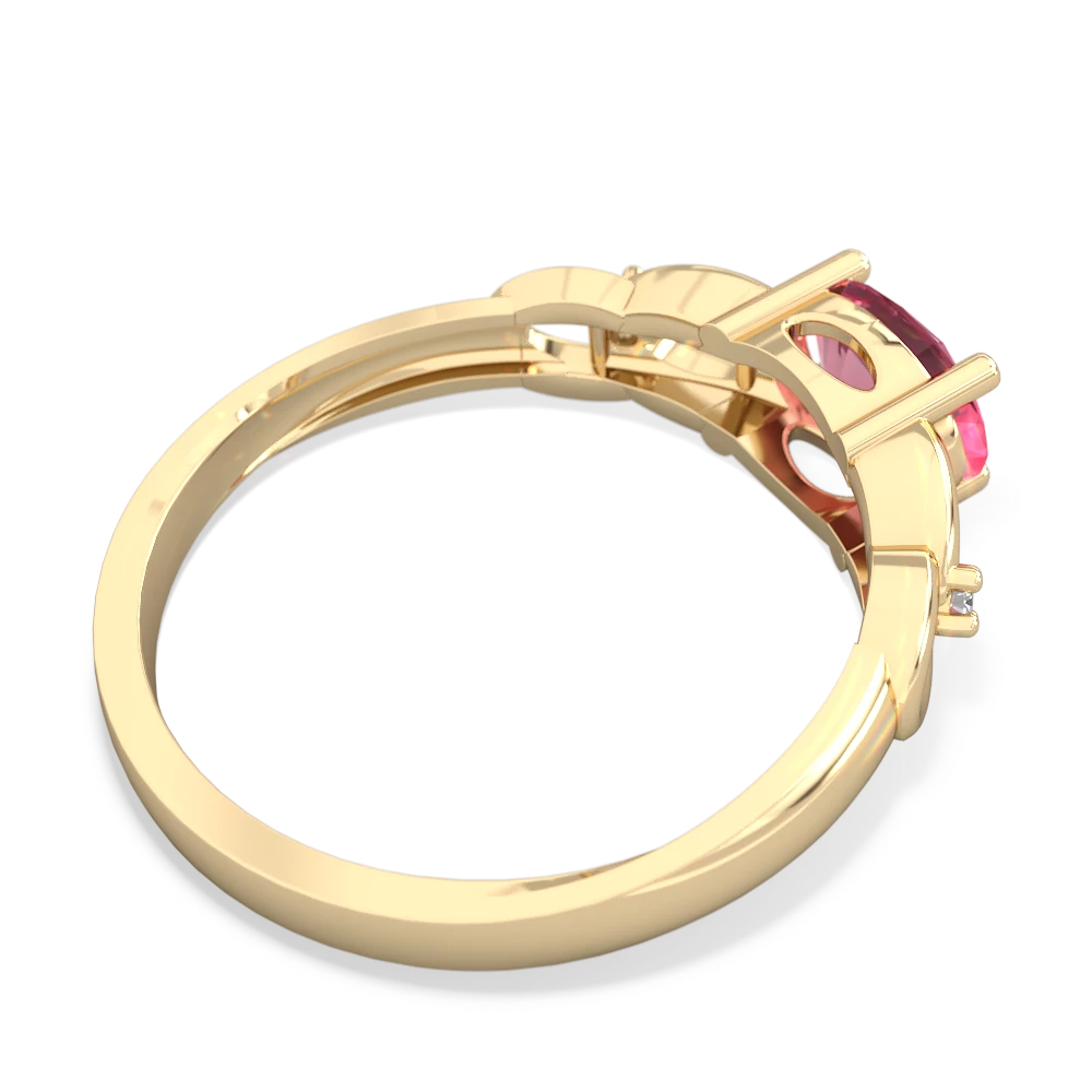Lab Pink Sapphire Links 14K Yellow Gold ring R4032