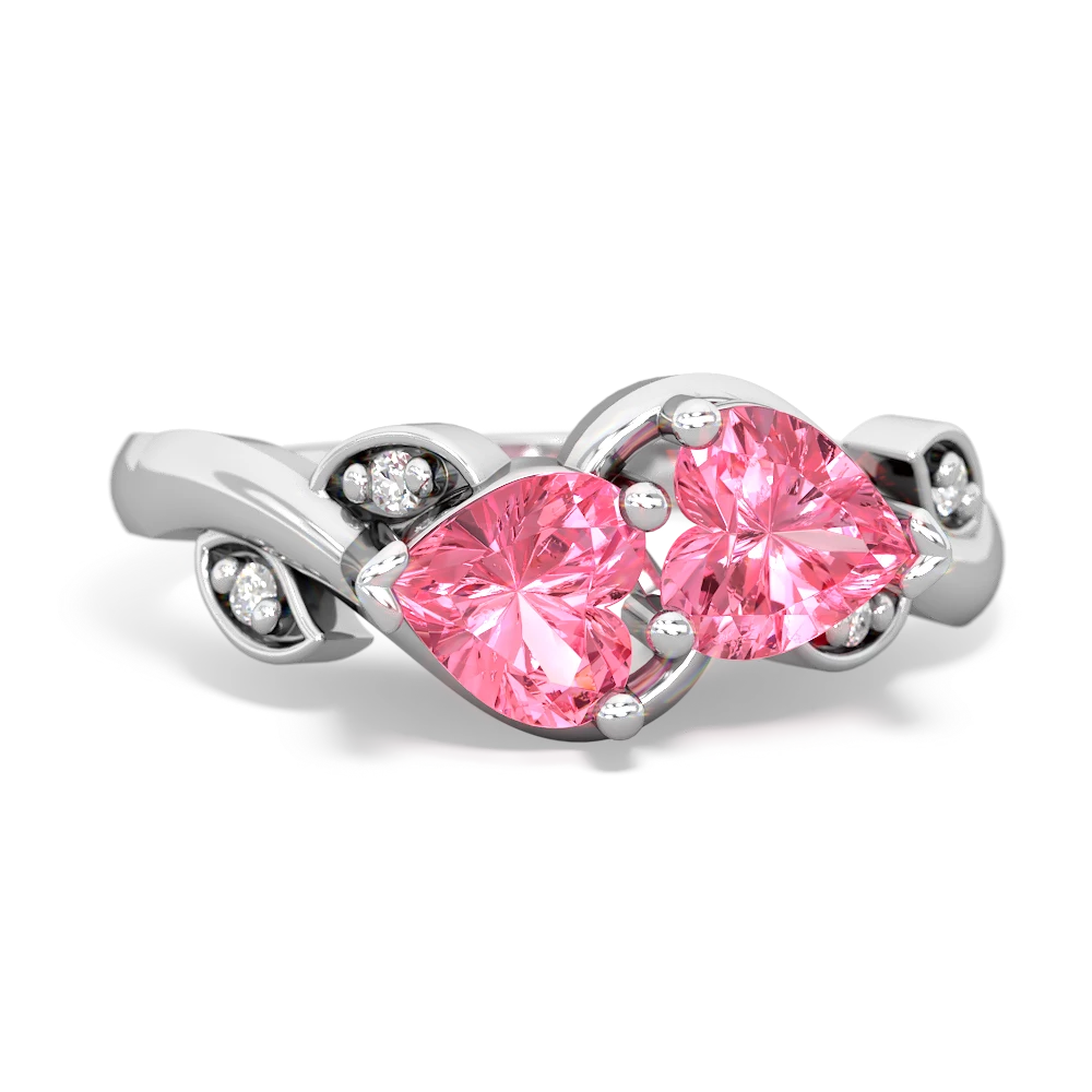 Lab Pink Sapphire Floral Elegance 14K White Gold ring R5790