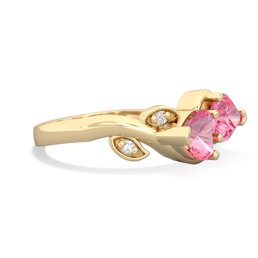 Lab Pink Sapphire Floral Elegance 14K Yellow Gold ring R5790