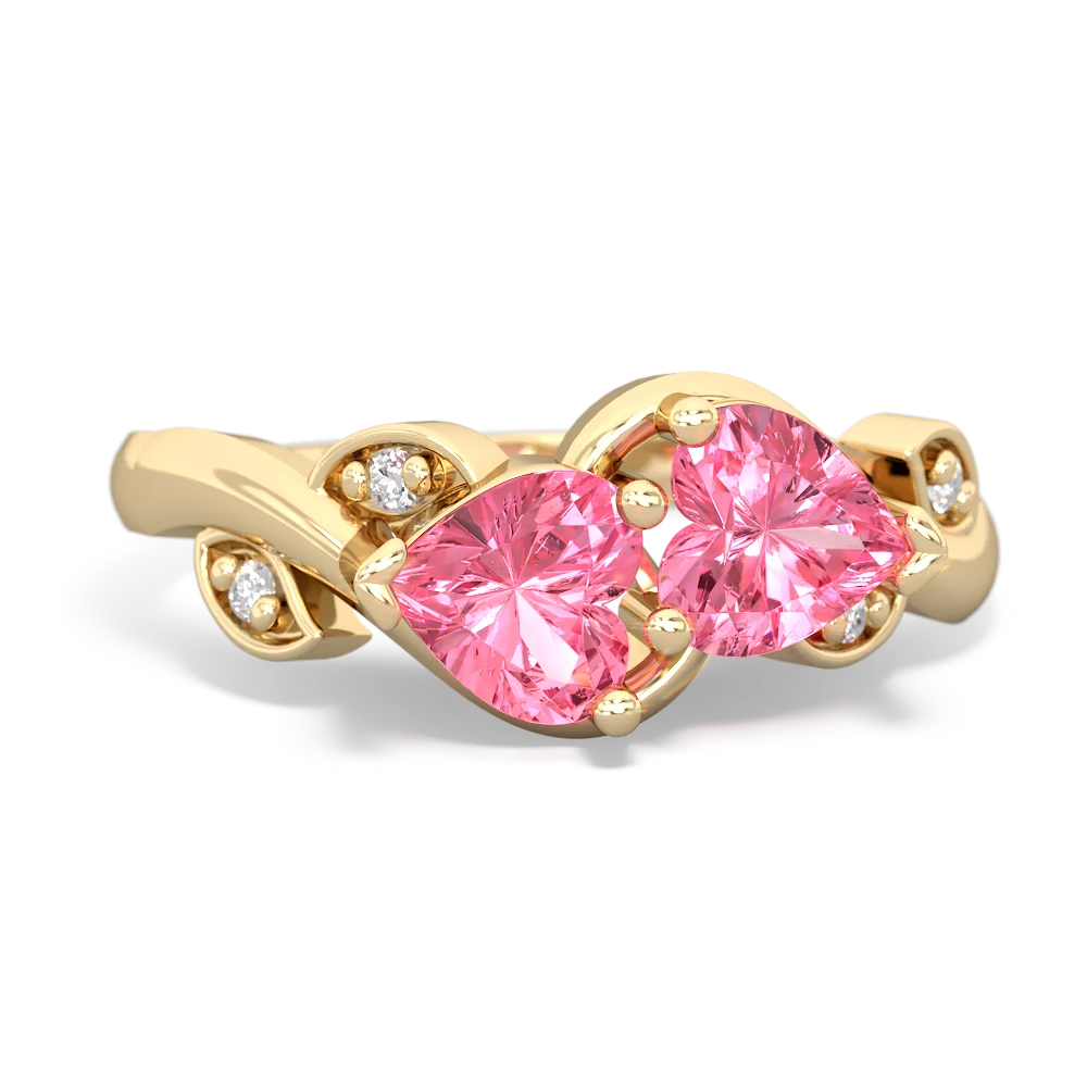 Lab Pink Sapphire Floral Elegance 14K Yellow Gold ring R5790