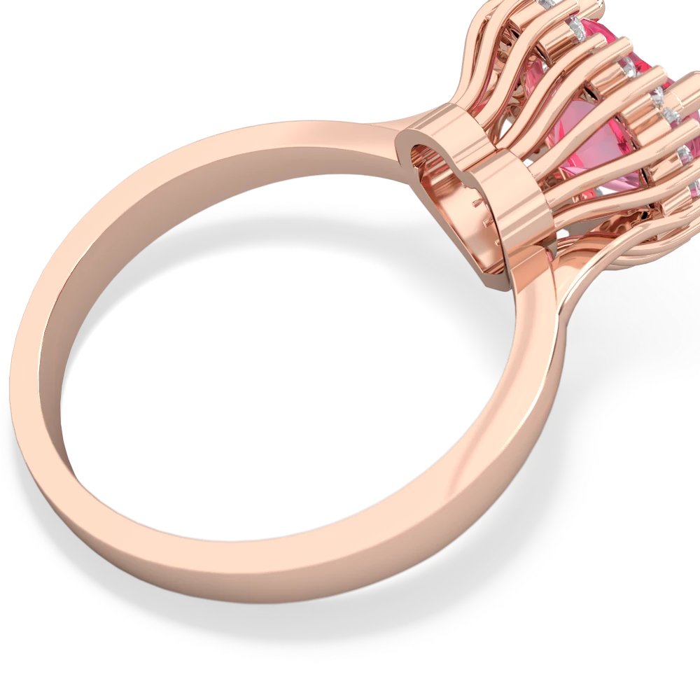 Lab Pink Sapphire Sparkling Halo Heart 14K Rose Gold ring R0391