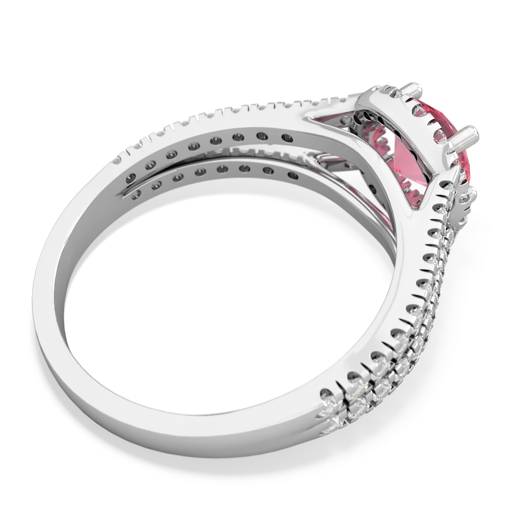 Lab Pink Sapphire Pave Halo 14K White Gold ring R5490