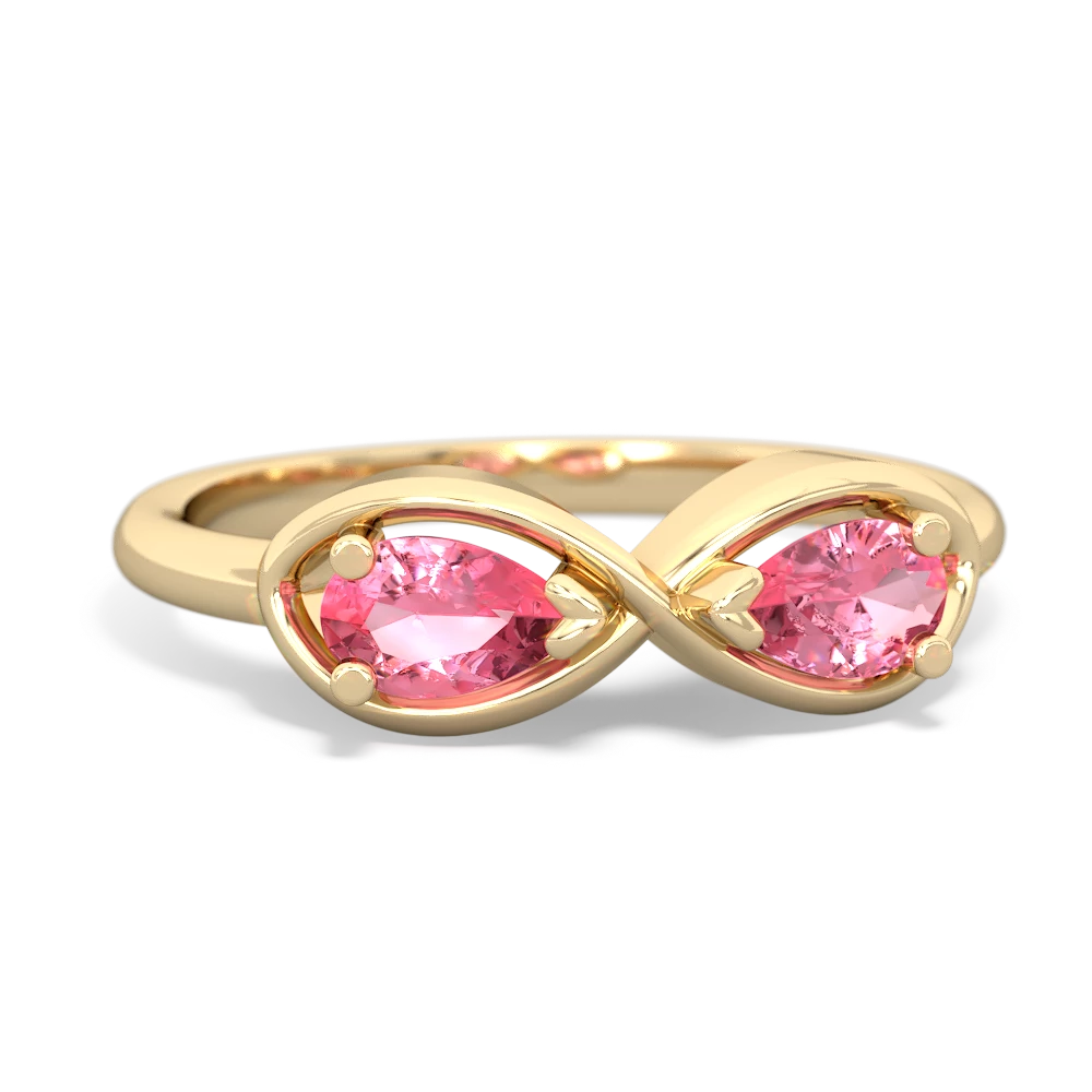 Lab Pink Sapphire Infinity 14K Yellow Gold ring R5050