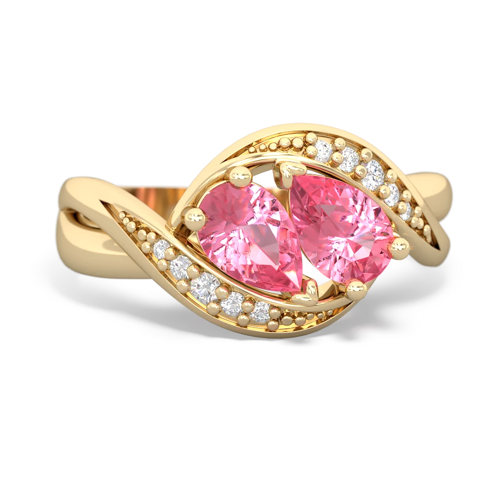 Lab Pink Sapphire Summer Winds 14K Yellow Gold ring R5342