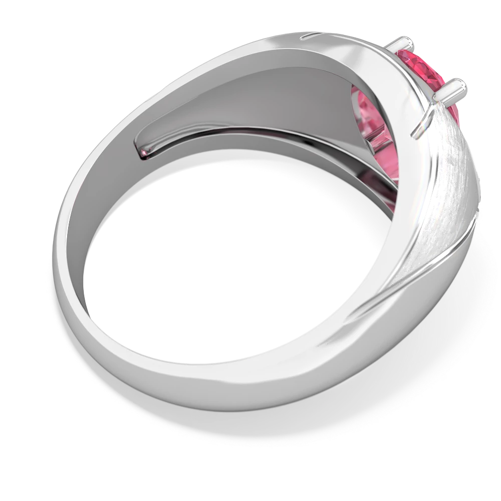 Lab Pink Sapphire Men's 14K White Gold ring R0361 - front view