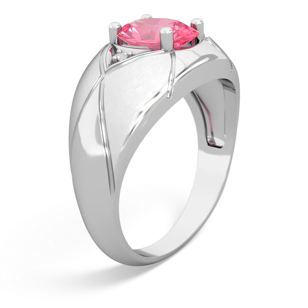 Lab Pink Sapphire Men's Crossroads 14K White Gold ring R0361