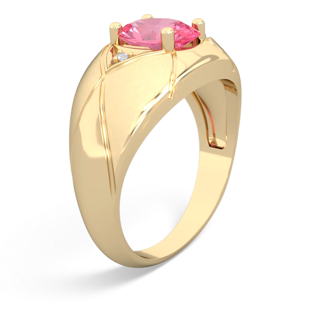 Lab Pink Sapphire Men's Crossroads 14K Yellow Gold ring R0361