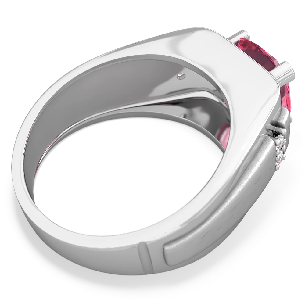 Lab Pink Sapphire Men's 9Mm Round 14K White Gold ring R1822