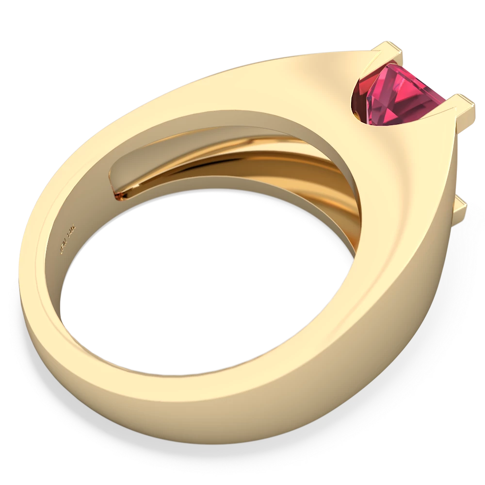 Lab Pink Sapphire Men's 14K Yellow Gold ring R1836