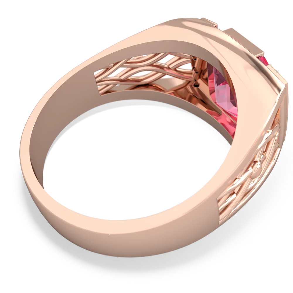 Lab Pink Sapphire Men's Vine 14K Rose Gold ring R0490