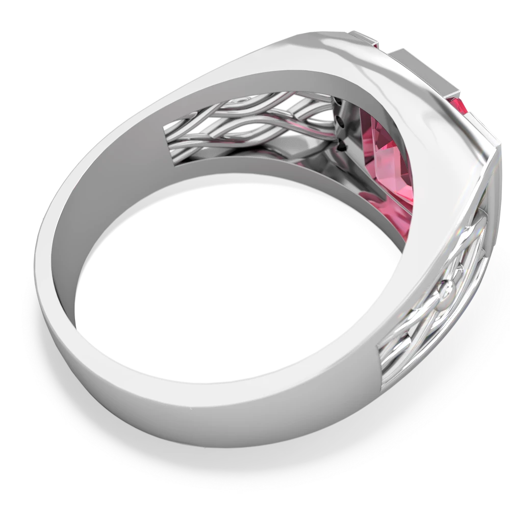 Lab Pink Sapphire Men's Vine 14K White Gold ring R0490