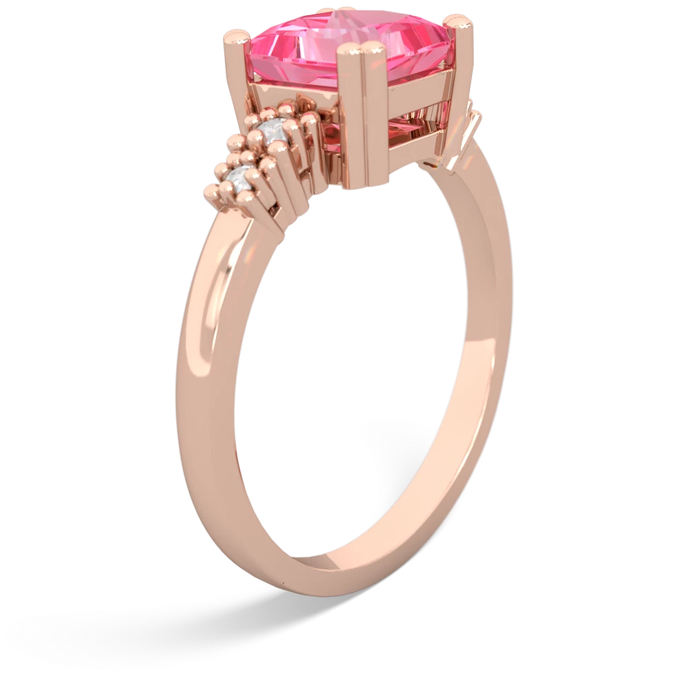 Lab Pink Sapphire Art Deco Princess 14K Rose Gold ring R2014