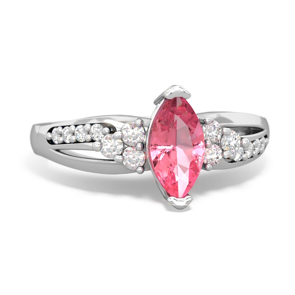 Lab Pink Sapphire Royal Marquise 14K White Gold ring R2343