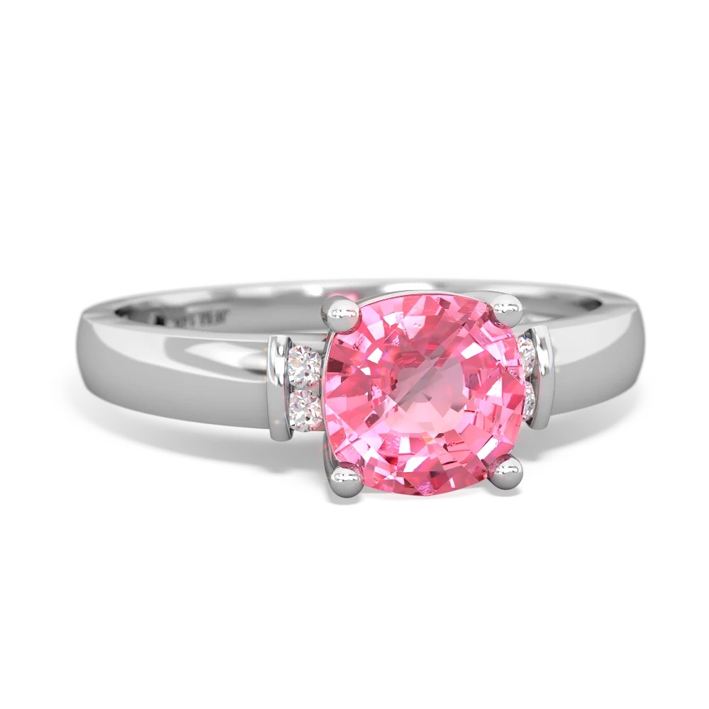 Lab Pink Sapphire Simply Elegant Cushion 14K White Gold ring R2489