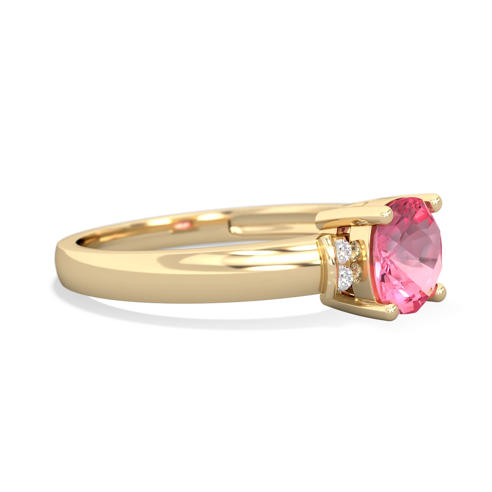 Lab Pink Sapphire Simply Elegant Cushion 14K Yellow Gold ring R2489