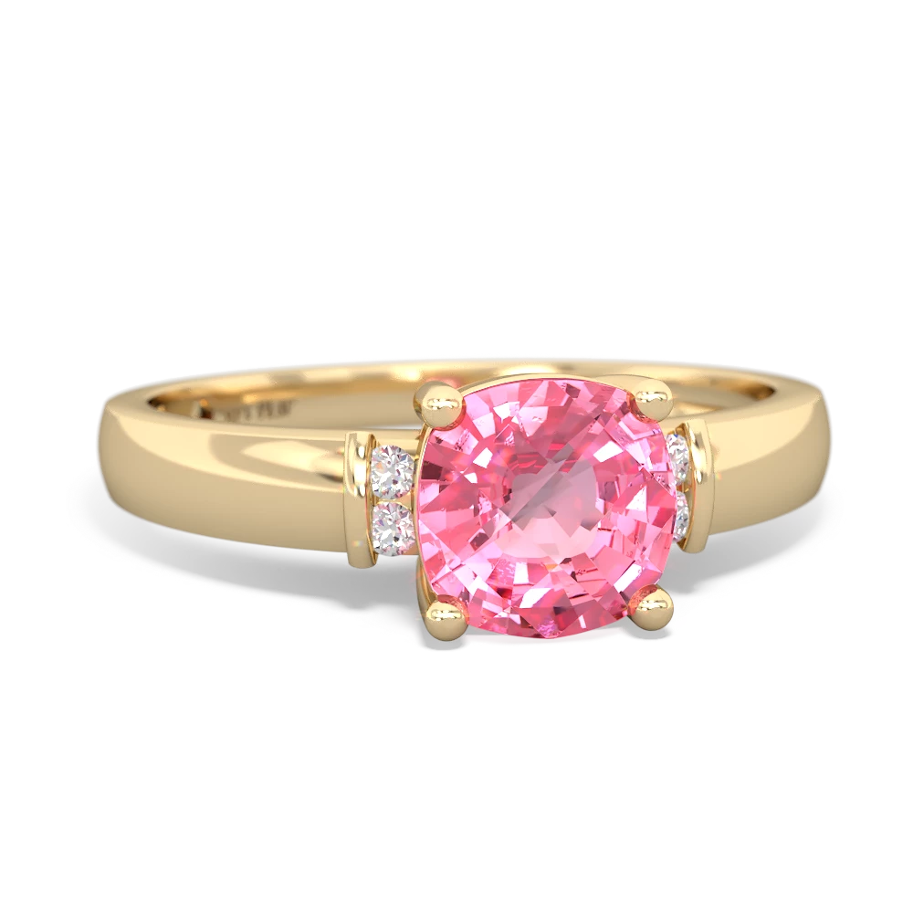 Lab Pink Sapphire Simply Elegant Cushion 14K Yellow Gold ring R2489