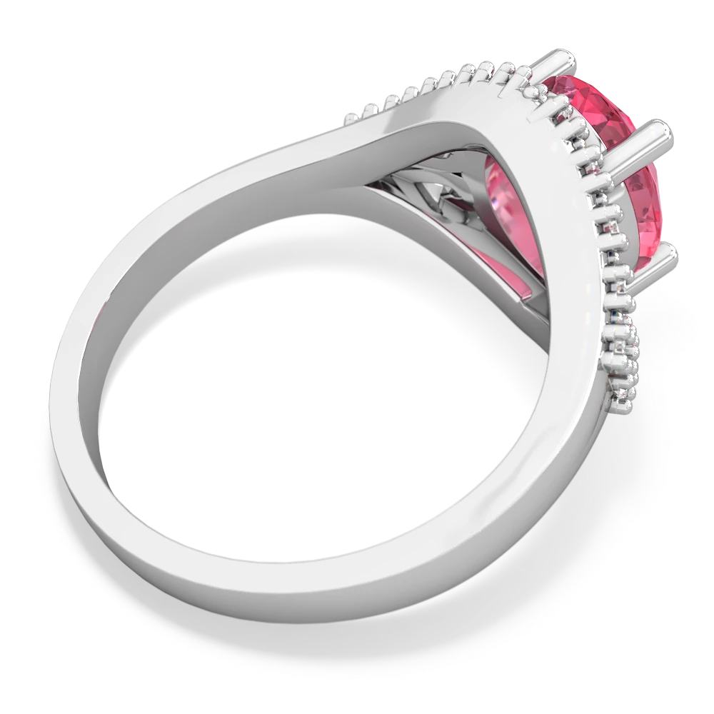 Lab Pink Sapphire Antique Style Cocktail 14K White Gold ring R2564
