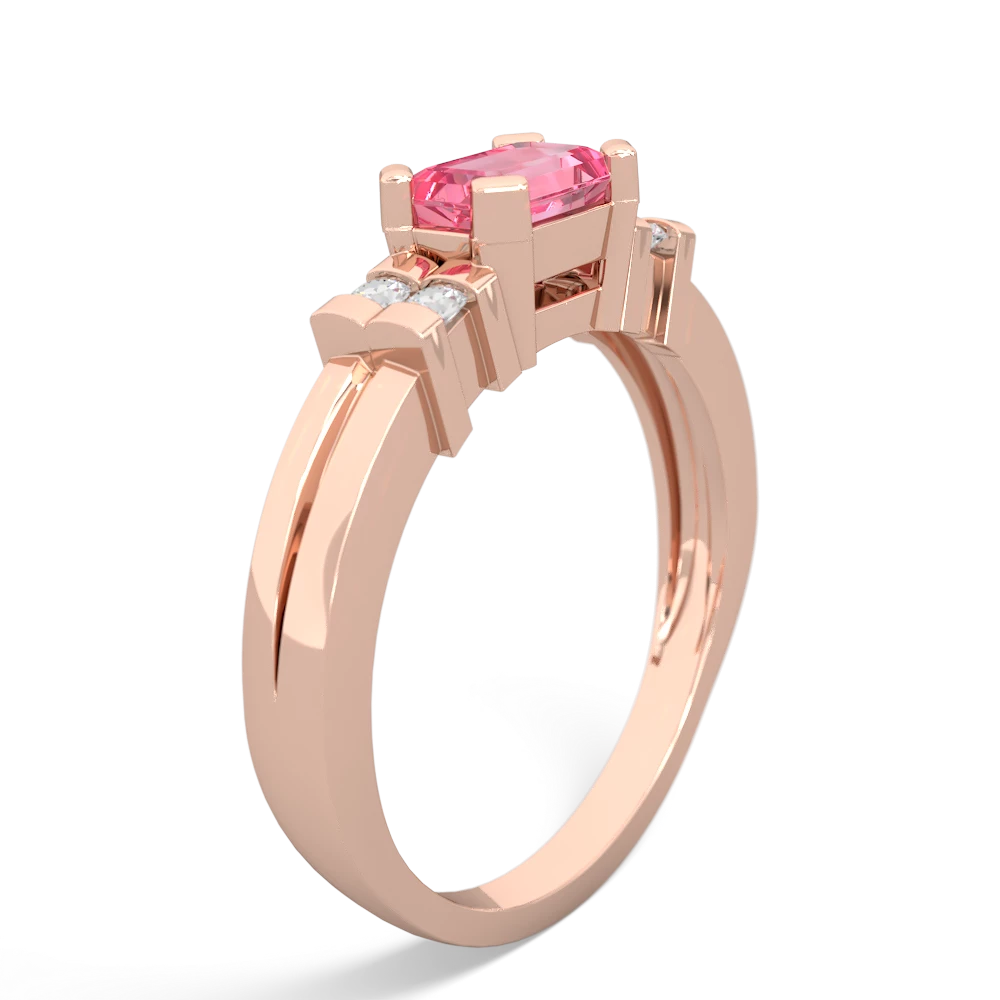 Lab Pink Sapphire Art Deco East-West 14K Rose Gold ring R2590