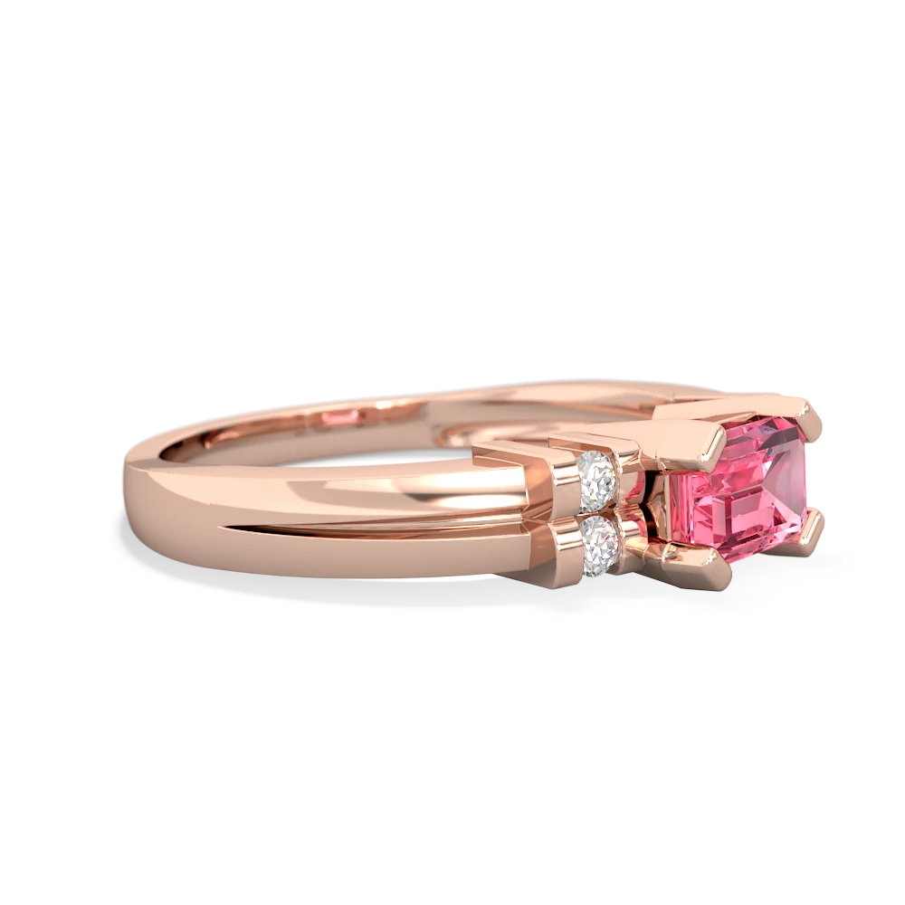 Lab Pink Sapphire Art Deco East-West 14K Rose Gold ring R2590