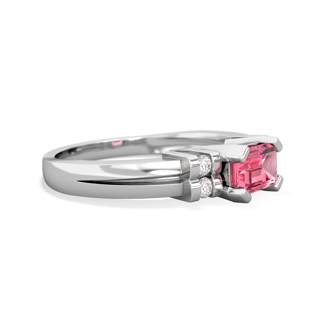 Lab Pink Sapphire Art Deco East-West 14K White Gold ring R2590