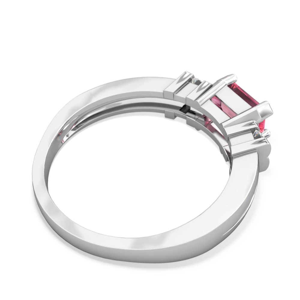 Lab Pink Sapphire Art Deco East-West 14K White Gold ring R2590