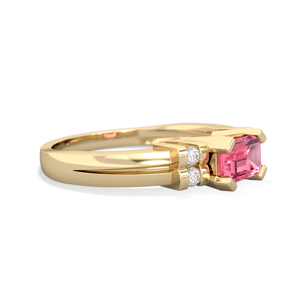 Lab Pink Sapphire Art Deco East-West 14K Yellow Gold ring R2590