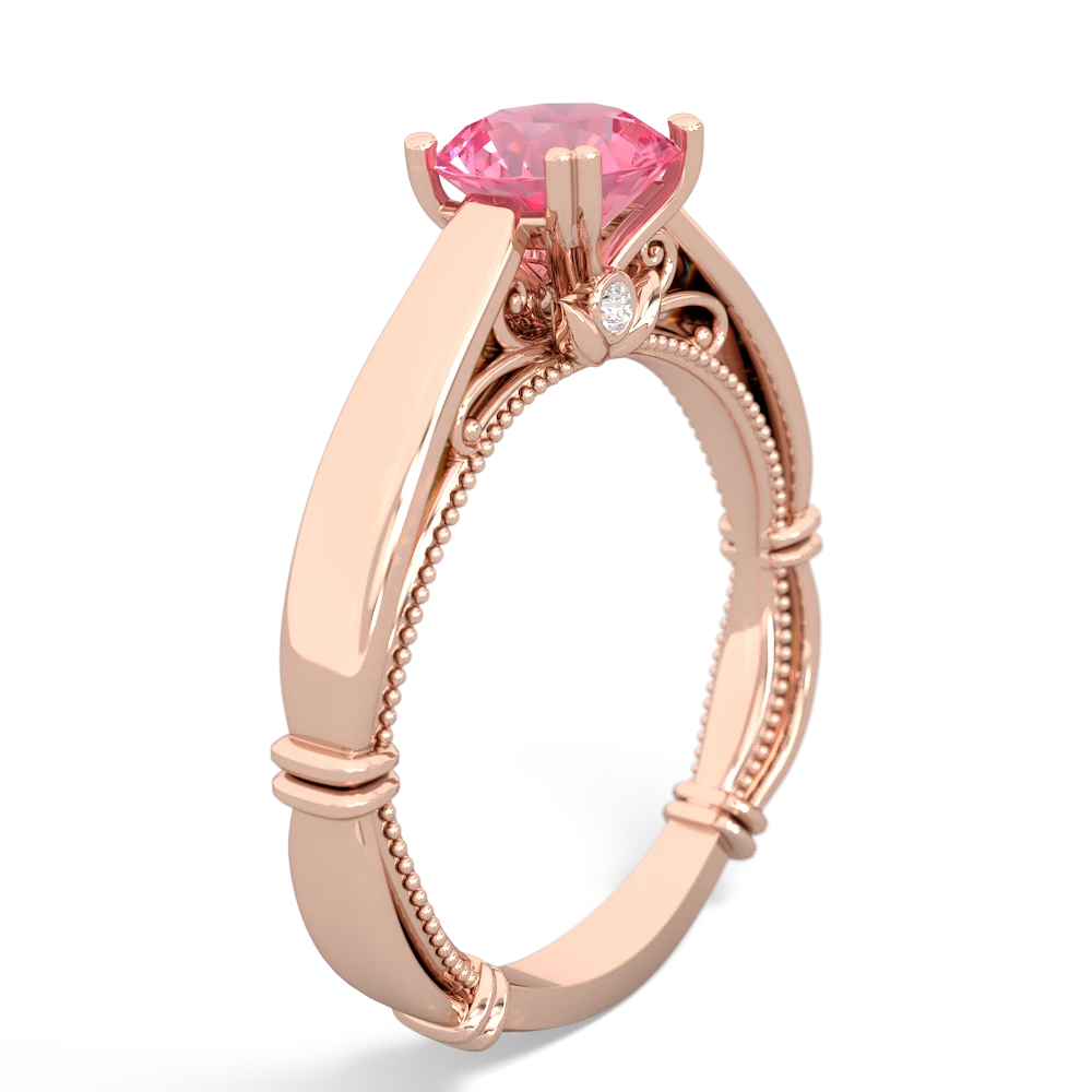 Lab Pink Sapphire Renaissance 14K Rose Gold ring R27806RD