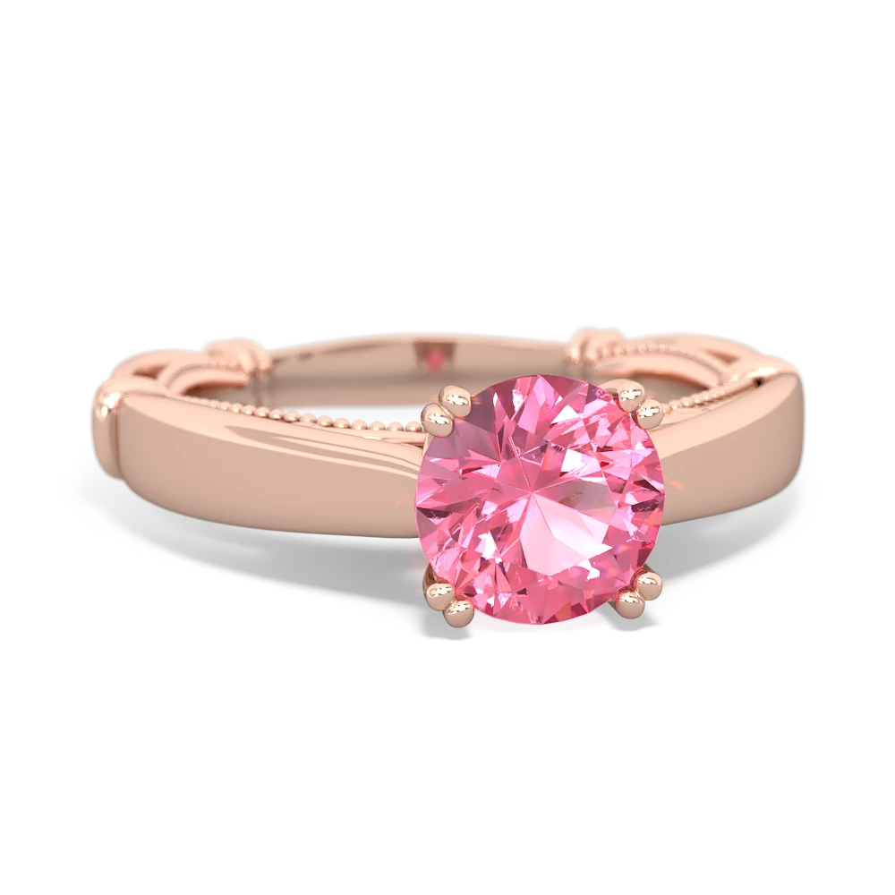 Lab Pink Sapphire Renaissance 14K Rose Gold ring R27806RD