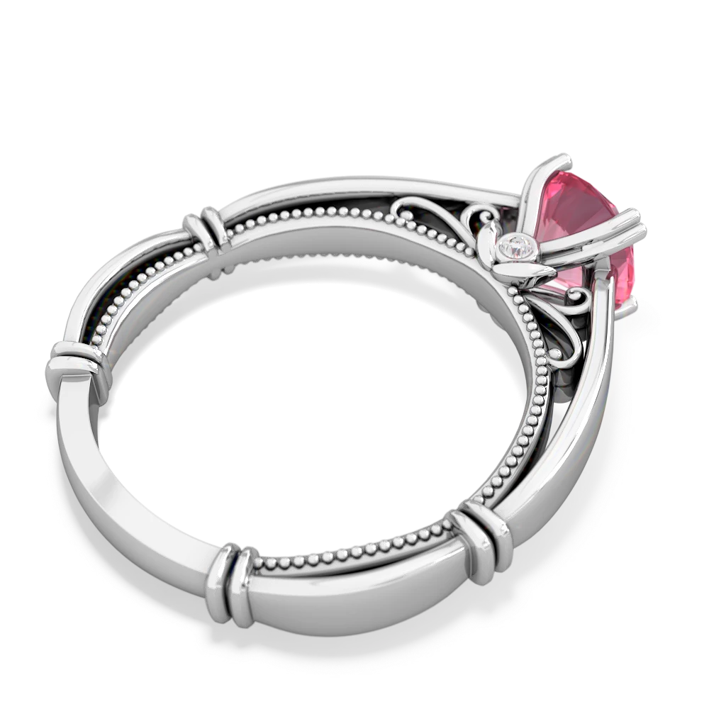 Lab Pink Sapphire Renaissance 14K White Gold ring R27806RD