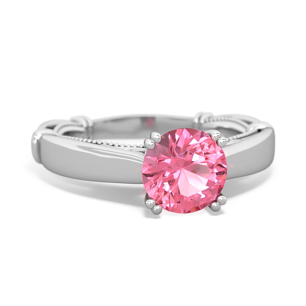 Lab Pink Sapphire Renaissance 14K White Gold ring R27806RD