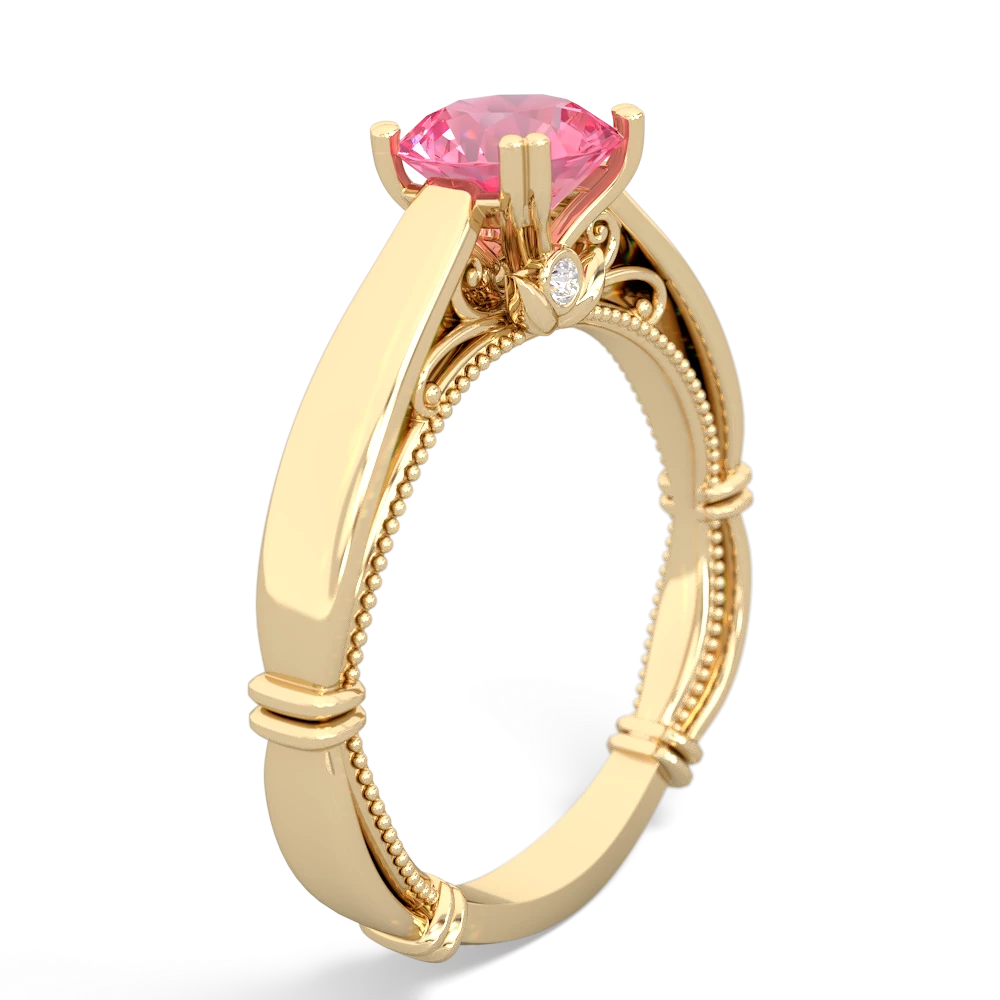 Lab Pink Sapphire Renaissance 14K Yellow Gold ring R27806RD