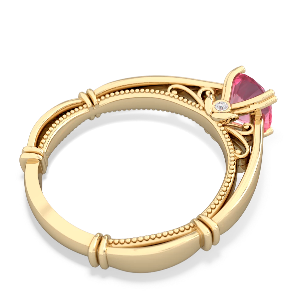 Lab Pink Sapphire Renaissance 14K Yellow Gold ring R27806RD