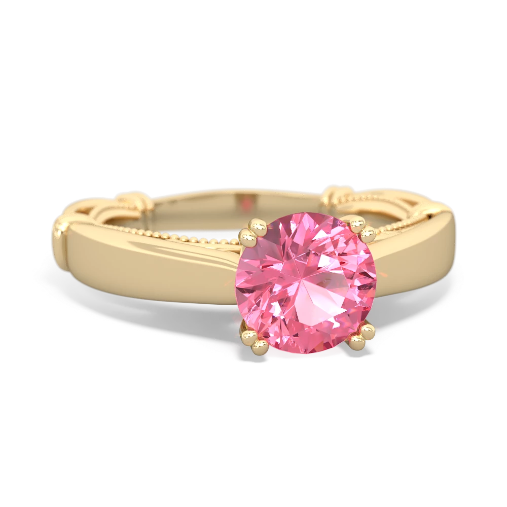 Lab Pink Sapphire Renaissance 14K Yellow Gold ring R27806RD