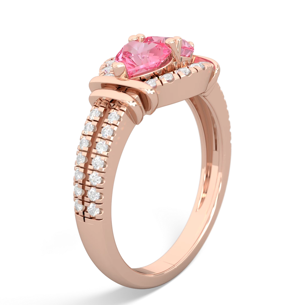 Lab Pink Sapphire Art-Deco Keepsake 14K Rose Gold ring R5630