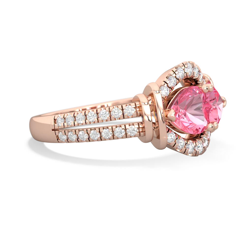 Lab Pink Sapphire Art-Deco Keepsake 14K Rose Gold ring R5630