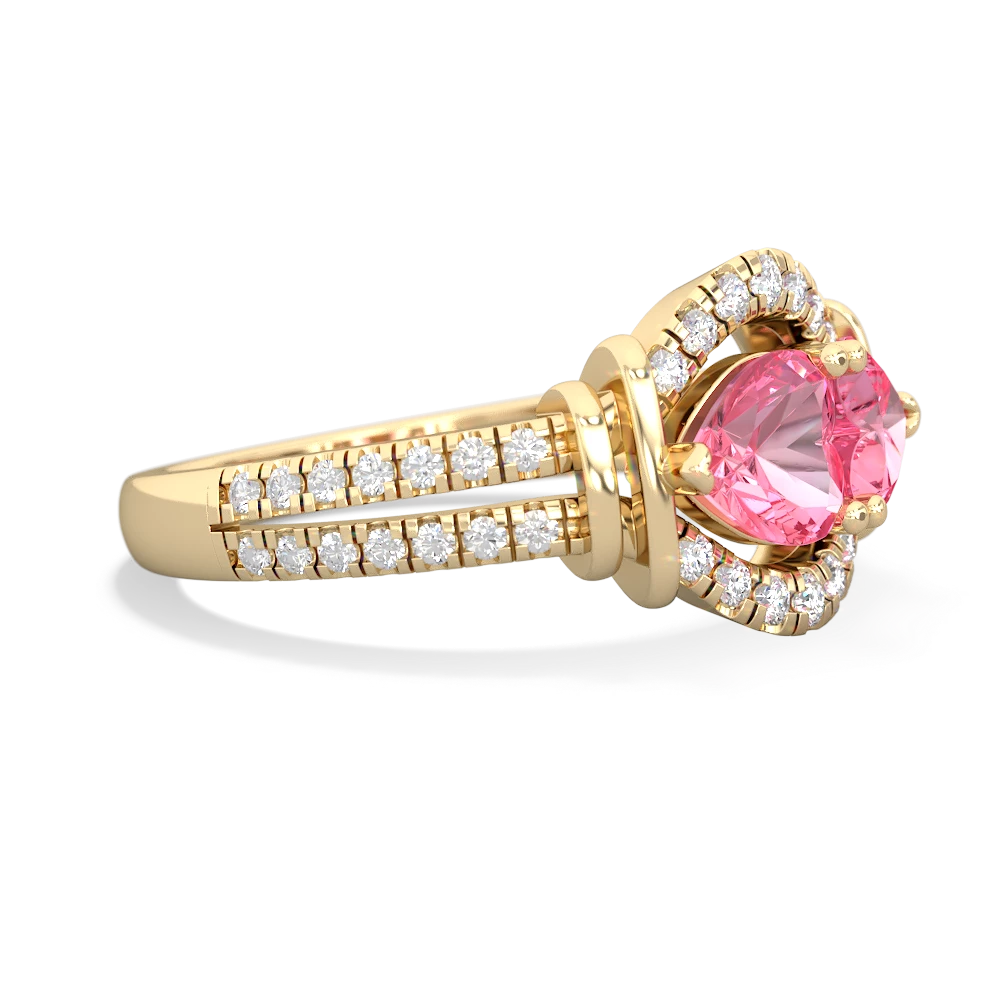 Lab Pink Sapphire Art-Deco Keepsake 14K Yellow Gold ring R5630