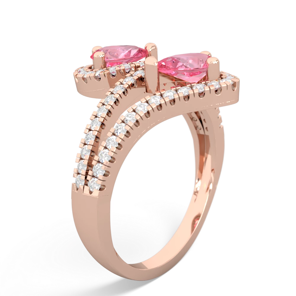 Lab Pink Sapphire Diamond Dazzler 14K Rose Gold ring R3000