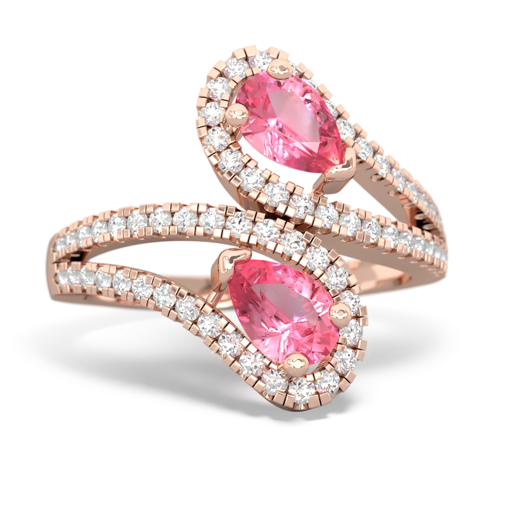 Lab Pink Sapphire Diamond Dazzler 14K Rose Gold ring R3000