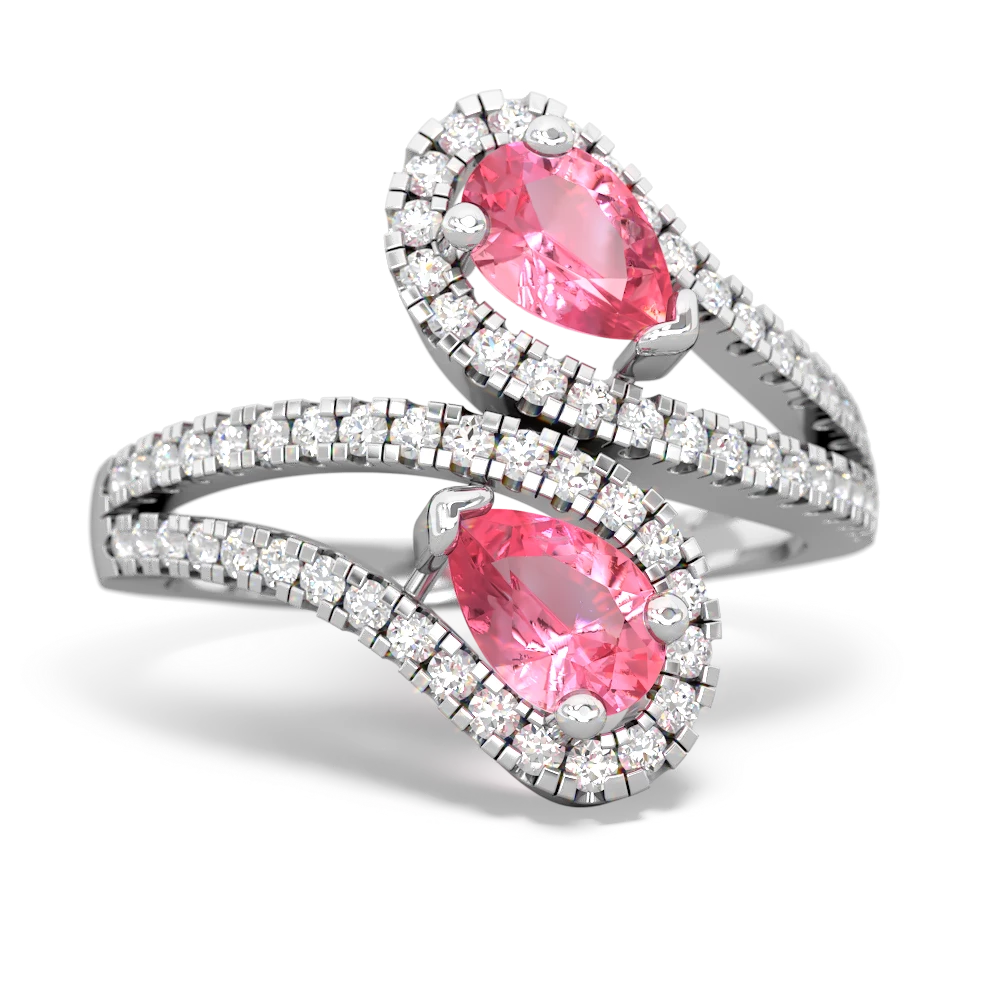 Lab Pink Sapphire Diamond Dazzler 14K White Gold ring R3000