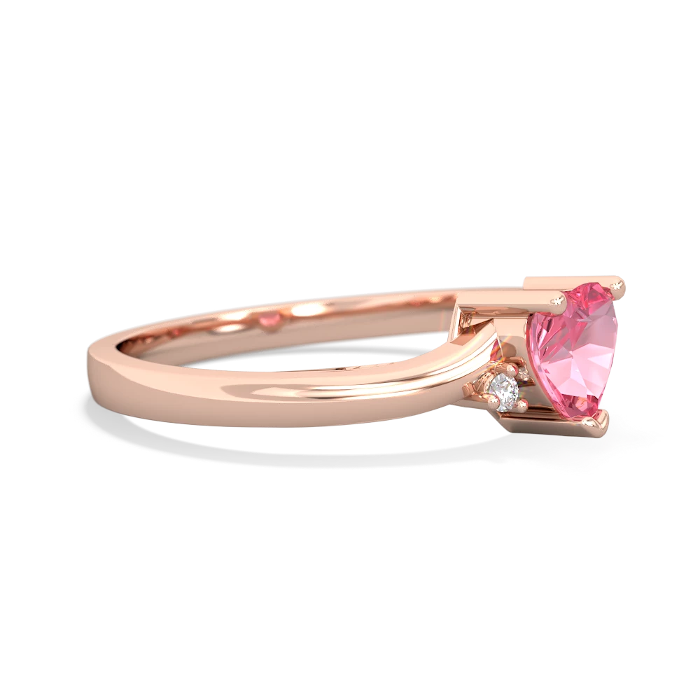 Lab Pink Sapphire Delicate Heart 14K Rose Gold ring R0203