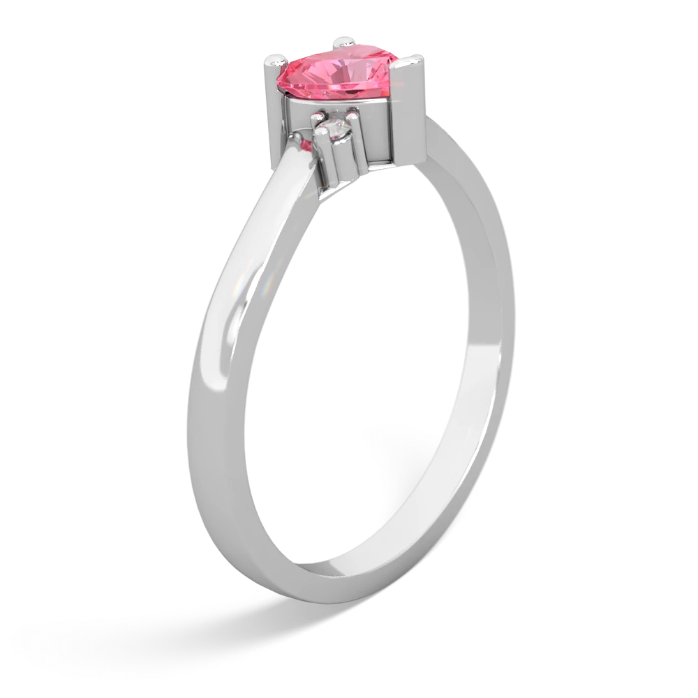 Lab Pink Sapphire Delicate Heart 14K White Gold ring R0203