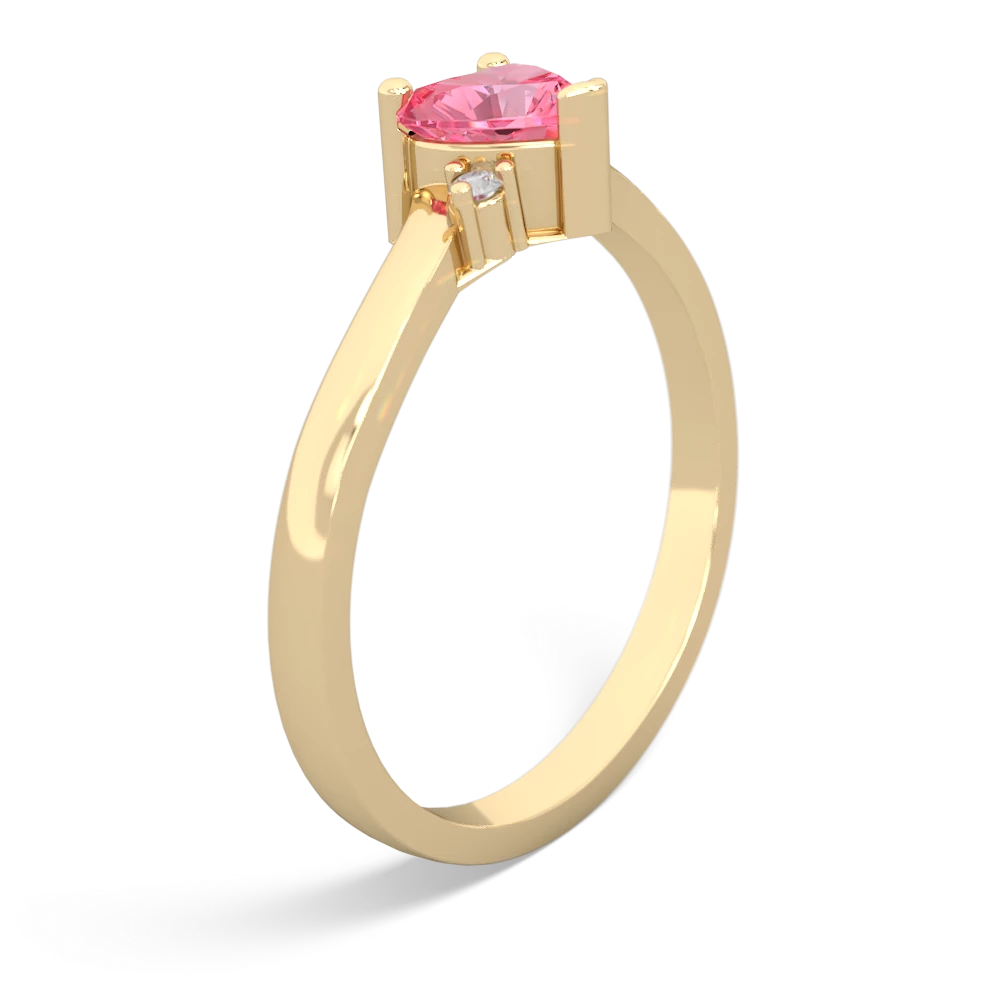 Lab Pink Sapphire Delicate Heart 14K Yellow Gold ring R0203